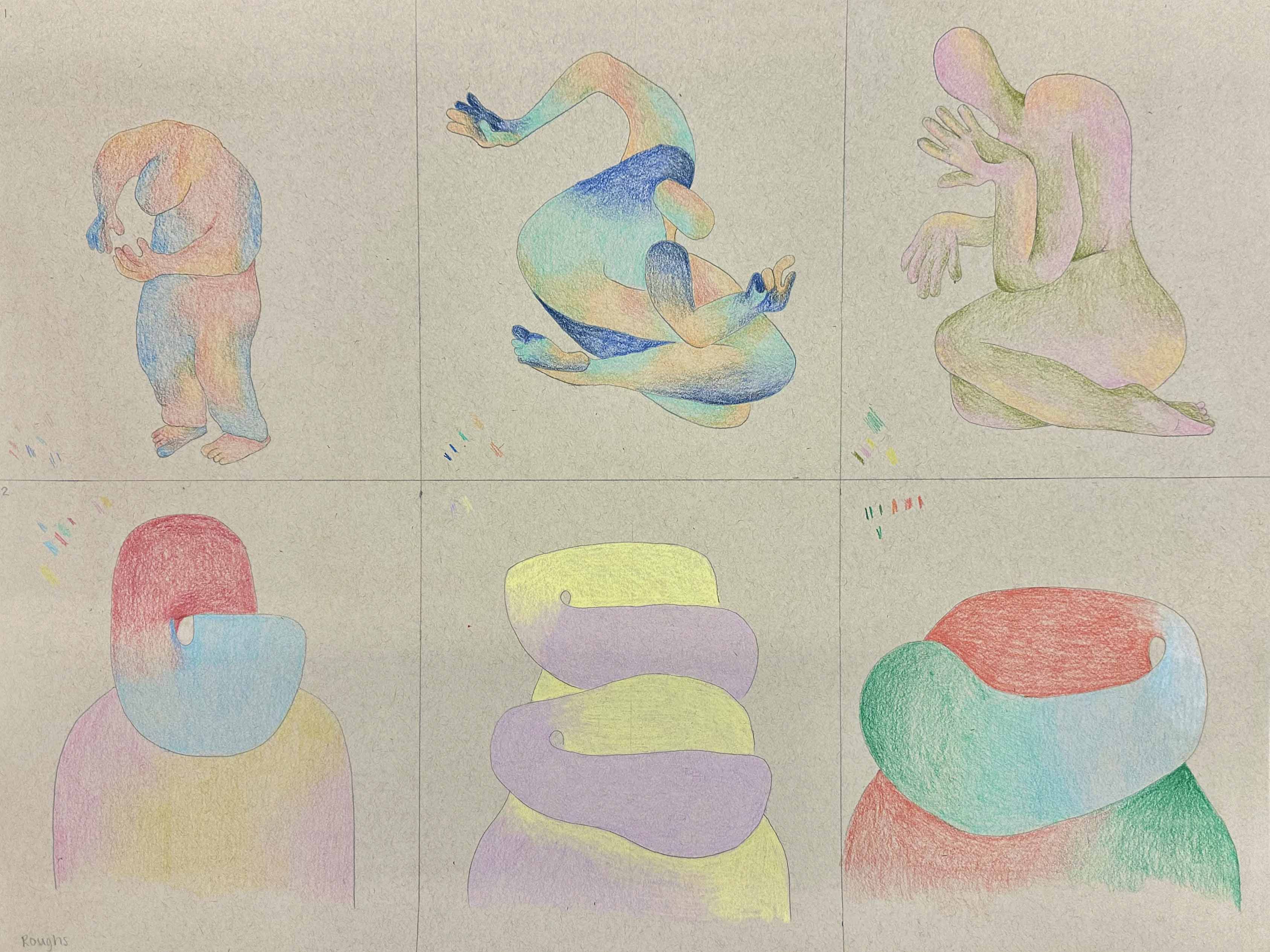 Coloured drawings for printed card set