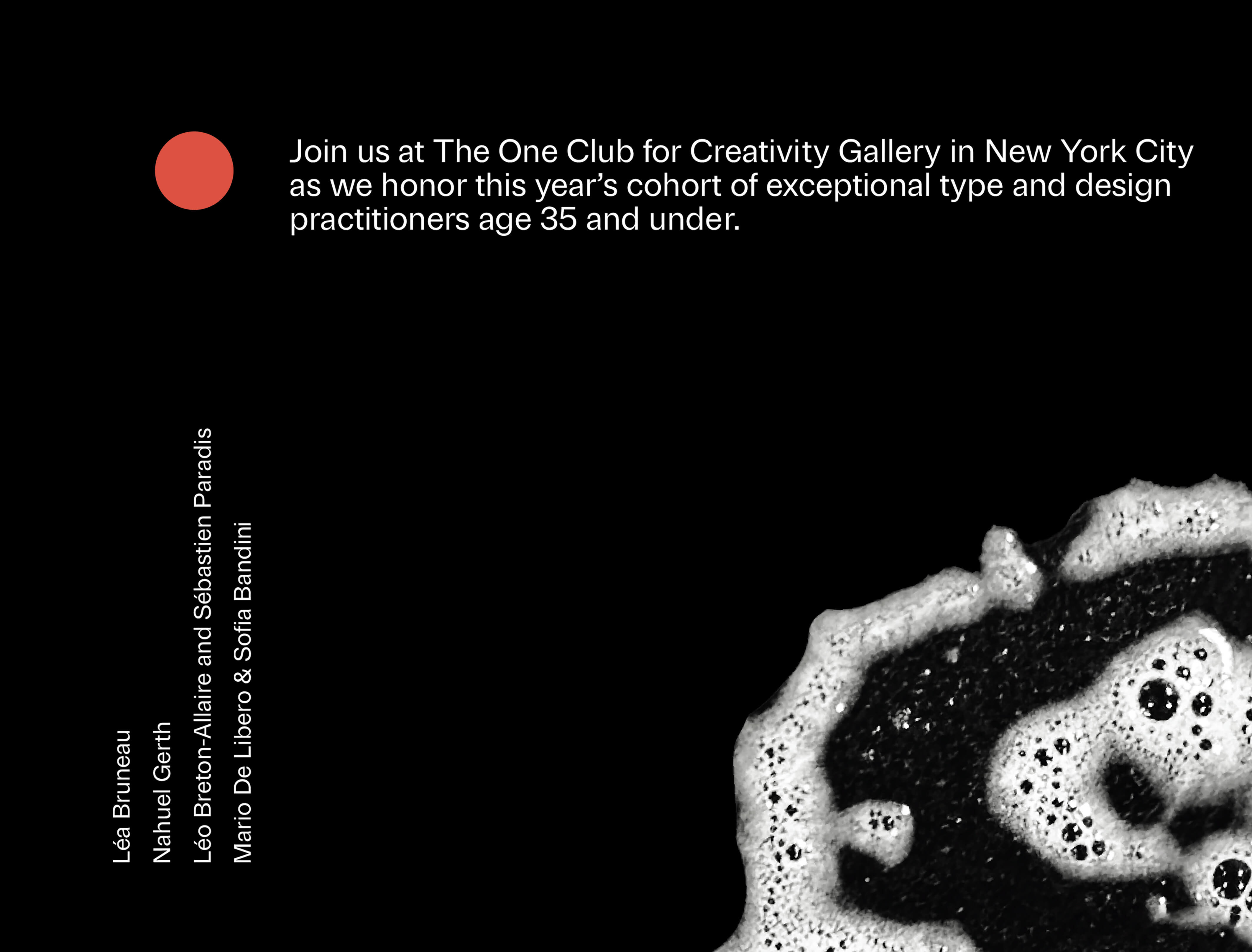 Close up of red dot on poster for Type Directors Club
